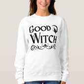 Goede Witch Uil Zwart en Wit Halloween Trui (Voorkant)