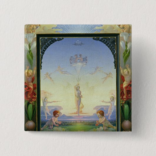 Goedemorgen, 1808 vierkante button 5,1 cm (Voorkant)