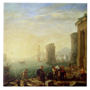 Goedemorgen bij de Haven, 1640 (olie op canvas) Tegeltje