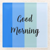 Goedemorgen blauw gestreept glazen onderzetter (Voorkant)