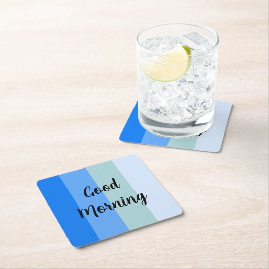 Goedemorgen blauw gestreept kartonnen onderzetters (Insitu)