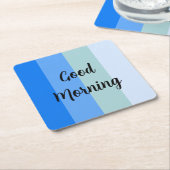 Goedemorgen blauw gestreept kartonnen onderzetters (Schuin)