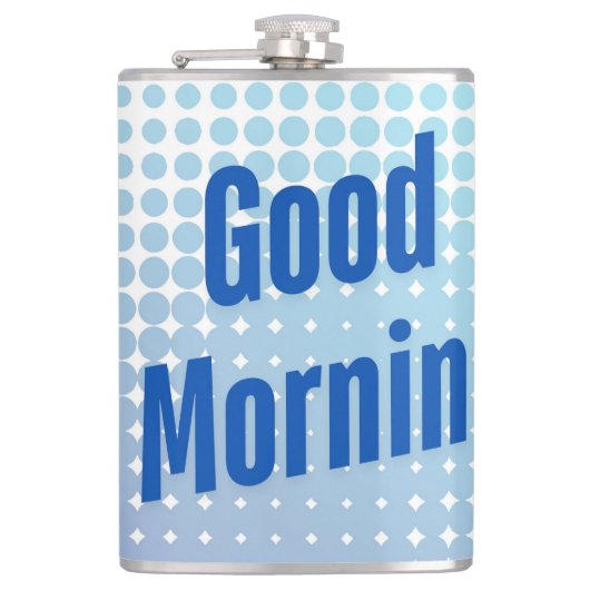 Goedemorgen Blauwe Stippen Heupfles (Voorkant)