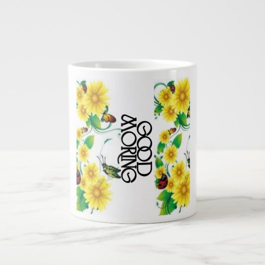Goedemorgen Bloemengroet Grote Koffiekop (Voorkant)