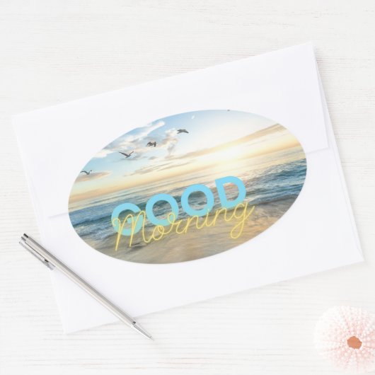 Goedemorgen Blue Sky Ovale Sticker (Envelop)
