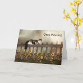 Goedemorgen calico kat kaart (Gele Bloem)