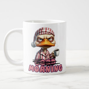 Goedemorgen Chagrijnige Eend Met Koffie En Pyjama Grote Koffiekop