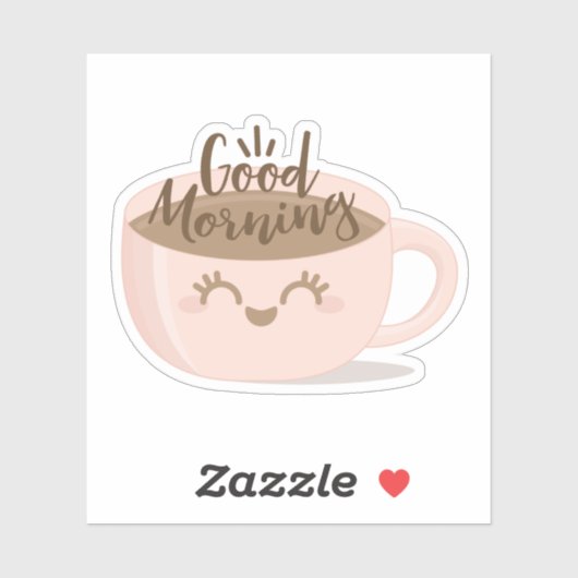 Goedemorgen Cute Kawaii Stijl Koffiekop Sticker (Vel)