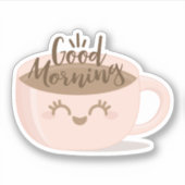 Goedemorgen Cute Kawaii Stijl Koffiekop Sticker (Voorkant)