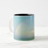 "Goedemorgen, dit is God" KoffieMok Tweekleurige Koffiemok (Voorkant links)