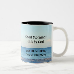 "Goedemorgen, dit is God" Tweekleurige Koffiemok
