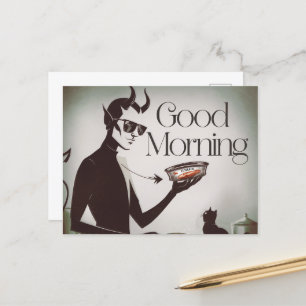Goedemorgen Duivel Voedende Kat Tonijn Fin Briefkaart