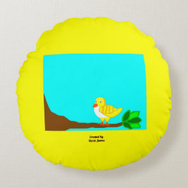 Goedemorgen geel vogelrondje Sierkussen Rond Kussen