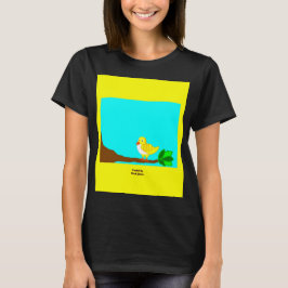 Goedemorgen geel vogelte Black T Shirt vrouwen