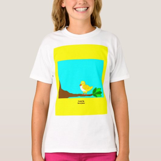 Goedemorgen geel vogelte Witte basis T Shirt (Voorkant)