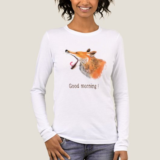 Goedemorgen Geeuwde Vos en Tekst Je Grappig Tri-Blend Shirt (Voorkant volledig)