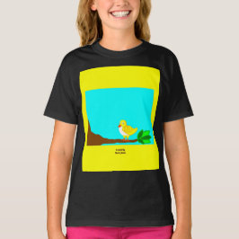 Goedemorgen Gele Vogel Meisjes Zwart Basic T Shirt