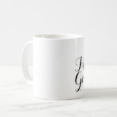 Goedemorgen geweldig in zwart-witscript koffiemok (Voorkant links)