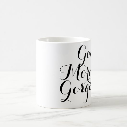 Goedemorgen geweldig in zwart-witscript koffiemok (Center)