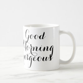 Goedemorgen geweldig in zwart-witscript koffiemok
