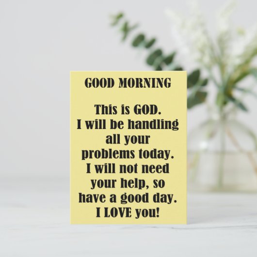 Goedemorgen, GOD Briefkaart (Staand voorkant)