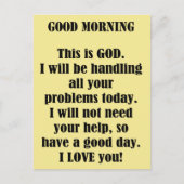 Goedemorgen, GOD Briefkaart (Voorkant)