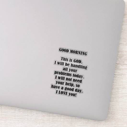 Goedemorgen, GOD Sticker (Detail)