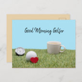 Goedemorgen golfer met golfbal en koffiekaart briefkaart (Voorkant / Achterkant)