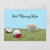 Goedemorgen golfer met golfbal en koffiekaart briefkaart (Voorkant)