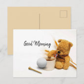 Goedemorgen golfer met golfbal en koffiekaart briefkaart (Voorkant / Achterkant)