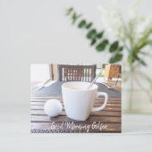 Goedemorgen golfer met golfbal en koffiekaart briefkaart (Staand voorkant)