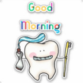 Goedemorgen ( grappige tand ) sticker (Voorkant)