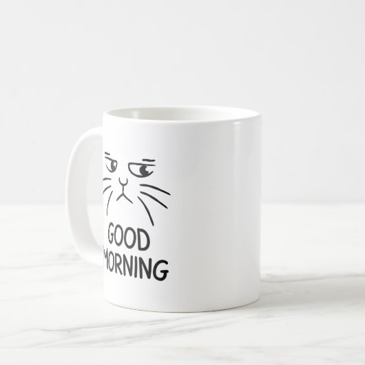 Goedemorgen - Grumpy Cat Coffee Mok - Unique Gift (Voorkant links)