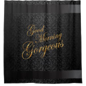 Goedemorgen heerlijk in Black Damask Douchegordijn (Voorkant)