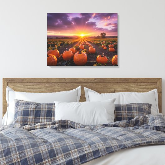 Goedemorgen herfstveld canvas afdruk (Insitu (Slaapkamer))
