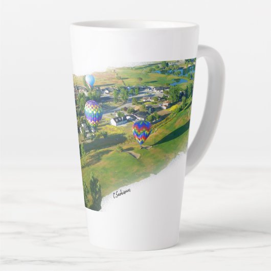 Goedemorgen heteluchtballonnen Latte Mok in kleur (Rechterhoek)