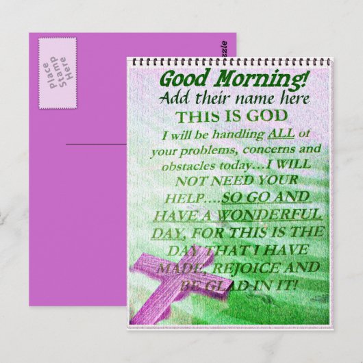 Goedemorgen, hun naam toevoegen_ briefkaart (Voorkant / Achterkant)