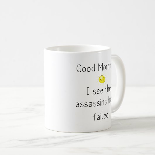 Goedemorgen. Ik zie dat de Assassins gefaald hebbe Koffiemok (Voorkant rechts)