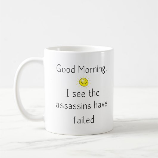 Goedemorgen. Ik zie dat de Assassins gefaald hebbe Koffiemok (Links)