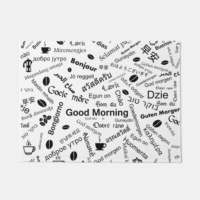 Goedemorgen in alle talen van het woord deurmat (Voorkant)