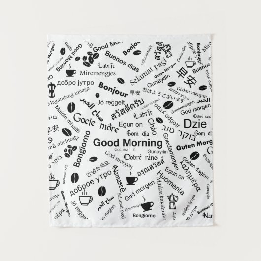 Goedemorgen in alle talen van het woord wandkleed (Voorkant)