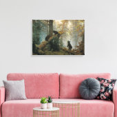 Goedemorgen in een Pijnbos (Beren in de Bossen) Canvas Afdruk (Insitu (Woonkamer))