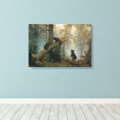 Goedemorgen in een Pijnbos (Beren in de Bossen) Canvas Afdruk (Insitu (Houten vloer))