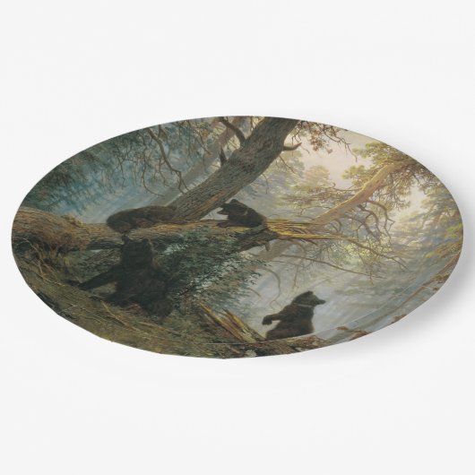 Goedemorgen in een Pijnbos (Beren in de Bossen) Papieren Bordje (Gekanteld)