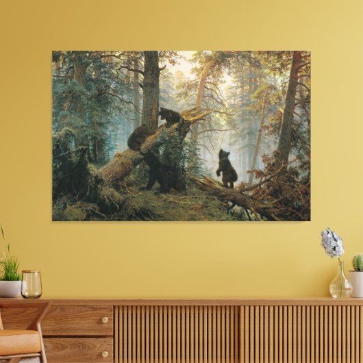 Goedemorgen in een pine bos canvas afdruk (Insitu (Woonkamer))