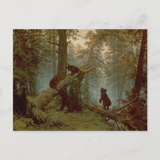 Goedemorgen in een Pine Forest, 1889 Briefkaart (Voorkant)