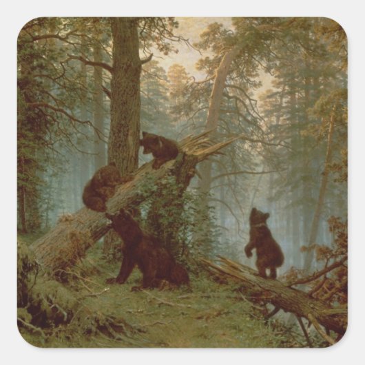 Goedemorgen in een Pine Forest, 1889 Vierkante Sticker (Voorkant)