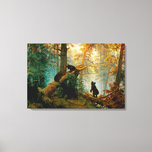 Goedemorgen in een Pine Forest Beer met Cubs Shish Canvas Afdruk (Voorkant)