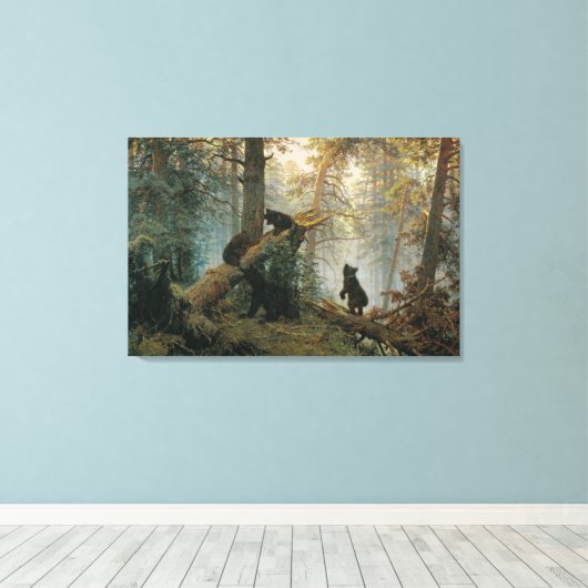 Goedemorgen in een Pine Forest Canvas Afdruk (Insitu (Houten vloer))