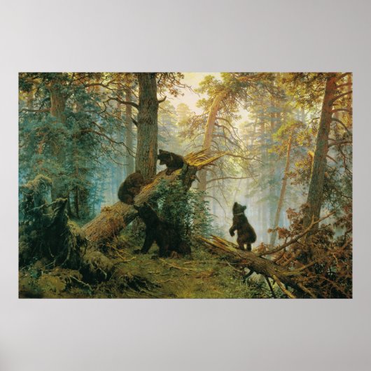 Goedemorgen in een Pine Forest door Ivan Shishkin Poster (Voorkant)